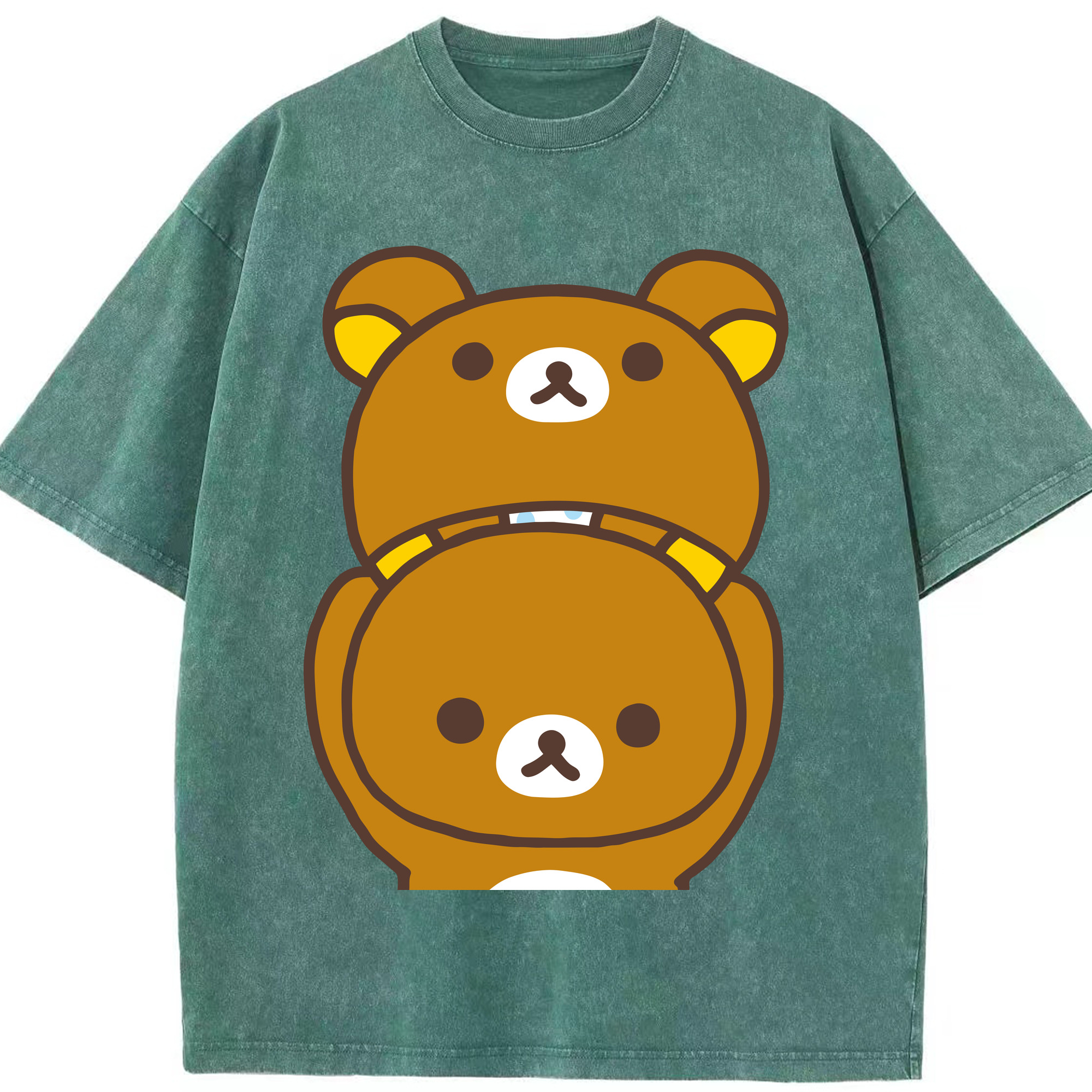 （画像用） リラックマ リラックマ キイロイトリ Rilakkuma Korilakkuma Kiiroitori 綿100% ヴィンテージ風 半袖Tシャツ（フロントプリント）